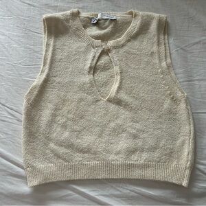 Zara cropped Cream knitted vest with keyhole neckline